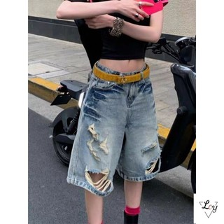  Size Lớn Rách Năm Điểm Quần Jean Denim Quần Short Cặp Đôi Quần Short Hàn Hãng Phong Cách Mới Thiên Niên Kỷ Hot Girl Rách Năm Điểm Quần Short Denim Thẳng Phong Cách Đường Phố Rời Sli 