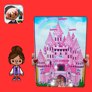 Đồ chơi giấy ngồi nhà búp bê bằng giấy tocaboca life Pink Castle Quiet Book thủ công DIY cho bé gái