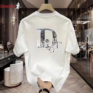 Áo thun in hình đa năng tay ngắn mới dành cho nam thương hiệu thời trang hip-hop cổ tròn cotton nguyên chất