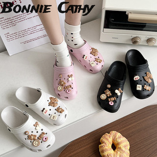 CROCS Baotong mặc bên ngoài dép nữ nửa kéo hoạt hình thoáng khí DIY trang trí cá sấu
