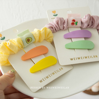 Nhỏ Tươi Dễ Thương Miếng Dán Vải Trái Cây Trẻ Em BB Kẹp Nhỏ Scrunchy Bộ Sinh Viên Ngọt Ngào Phù Hợp Với Màu Kẹo Phụ Kiện Tóc