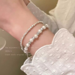 2024 Gypsophila Ngọc Trai Vỡ Bạc Đính Hạt Vòng Tay Nữ Thoáng Mát Phong Cách Nhẹ Sang Trọng Cao Cấp Cảm Giác Tươi Sinh Viên Bạn Gái Vòng Tay 20022