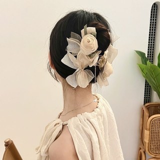 Siêu Bất Tử Nơ Camellia Tua Rua Tóc Nữ Đầu Lưng Thìa Đĩa Kẹp Tóc Cao Cấp Lấy Tóc Mũ