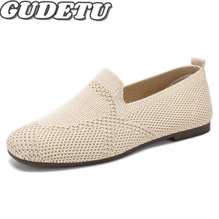Gudetu❤giày nữ thời trang mới giày vải hàn quốc đế mềm nhẹ đế bằng màu trơn giày thường