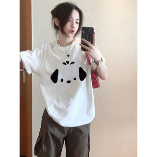 Áo thun ngắn tay màu trắng Yuewen dành cho nữ mùa hè dáng rộng Cotton nguyên chất Hàn Quốc Cặp đôi hàng đầu