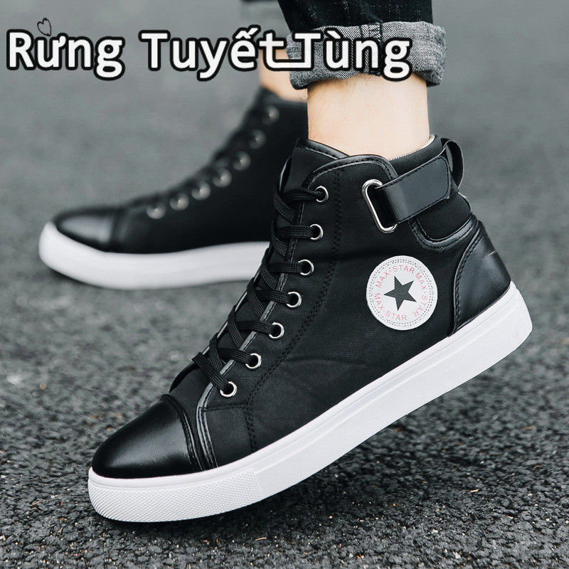 SHANMUSENLIN Giày cổ điển mới hợp thời trang Giày bốt ngắn nam cao cổ phiên bản Hàn Quốc Giày cao cổ nam hợp thời trang