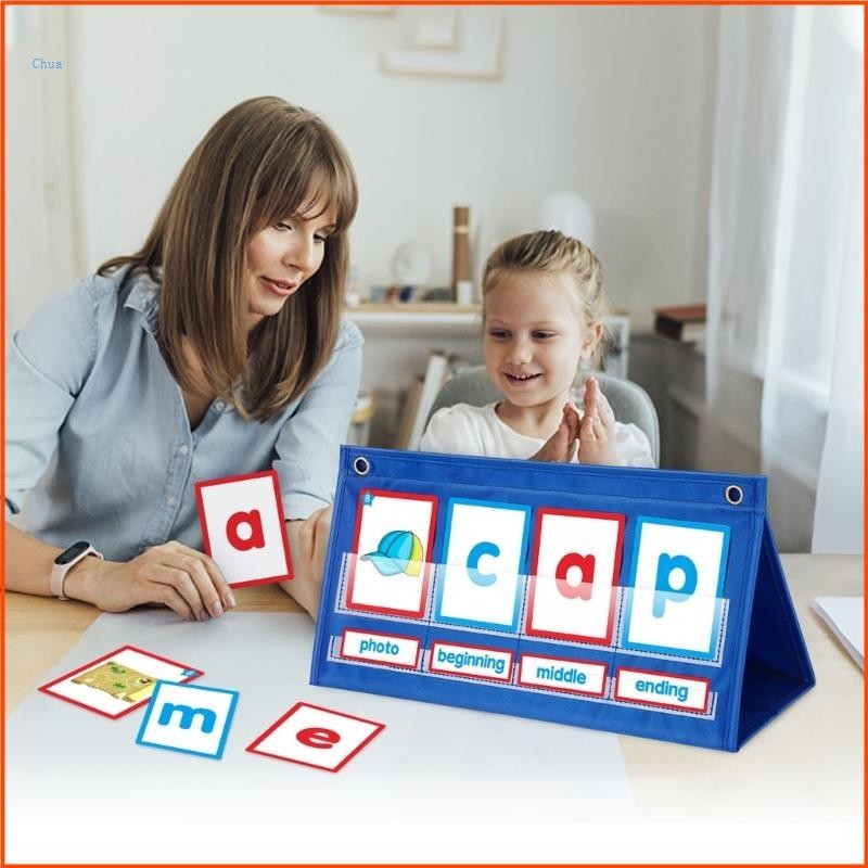 Chua CVC Words Phonics Games Pocket Chart Đồ chơi giáo dục đánh vần mẫu giáo