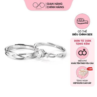Nhẫn Đôi Bạc S925 DREAMSILVER Prince & Princess Đính Kim Cương Moissanite Nhân Tạo Kiểm Định GRA ND018