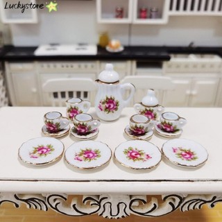 Bộ Trà Gốm LUCKY, Bộ Đồ Ăn Gốm 1: 12 Nhà Búp Bê Bộ Cốc Trà Sứ Thu Nhỏ, Mô Hình Trò Chơi Thực Phẩm Phụ Kiện Nhà Bếp Trẻ Em