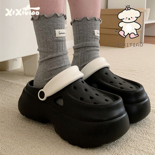 Xixitiao 2025 Mùa Hè EVA Cao Cấp Đế Dày Ngoài Trời Lỗ Giày Nữ Đi Biển Sandal