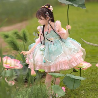 [207.1 Bộ sưu tập của hàng nghìn người] Váy bé gái Lolita Váy trẻ em mùa hè 2024 mới phong cách phương Tây mới Cô Gái Váy Trung Quốc mới mùa hè thời trang