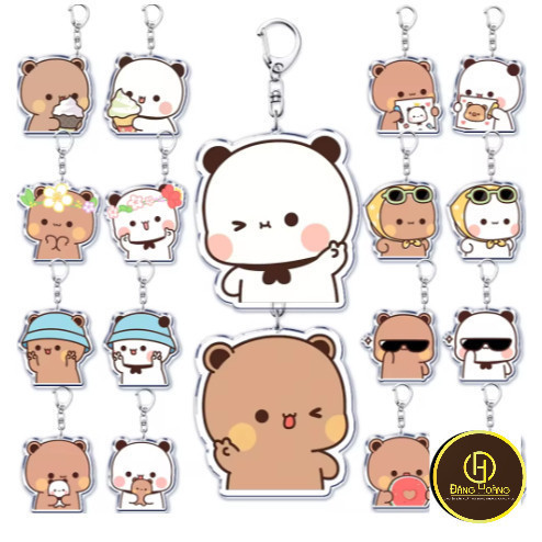 Bubu Dudu-Móc khóa hoạt hình màu trắng và xám phụ kiện túi xách balo móc khoá bằng chất liệu arcryli