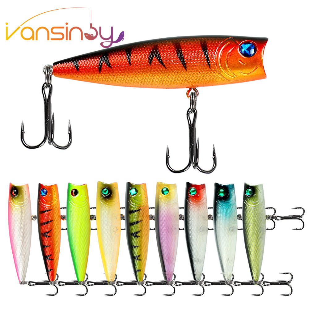 Mồi Câu Cá 8cm / 11g Mồi Cứng Popper Mồi Có Treble Móc Sống Động Như Mắt 3D Swimbait Mồi Câu Cá Popp