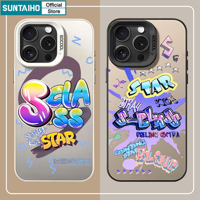 Suntaiho Chất Lượng Cao Họa Tiết Graffiti Tiếng Anh Trong Suốt Mờ Dành Cho Iphone 16 15 14 13 12 11 Pro Max IMD TPU Silicon Cao Cấp Chống Sốc Ốp điện thoại