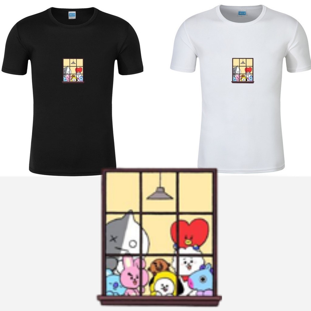 Kpop BTS BT21 Áo Sơ Mi Nhanh Khô Unisex Trơn Cổ Tròn Áo Thun Jersey Thể Thao Tee MANG COOKY CHIMMY RJ KOYA SCOOKY TATA Bangtan Boys