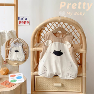 Mùa Hè Mới Quần Áo Cho Bé Trai Và Bé Gái Không Tay Body 0-24 Tháng Tuổi Sơ Sinh Cotton Nguyên Chất Hoạt Hình Gấu Nhỏ Áo Liền Quần Siêu Dễ Thương Phong Cách Hàn Quốc