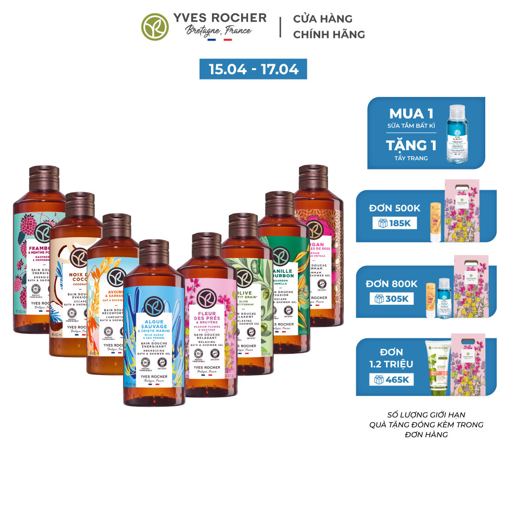 Sữa Tắm Yves Rocher Dạng Gel Nhiều Mùi Hương Dung Tích 400ML