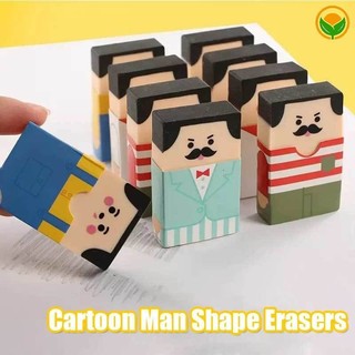 Kawaii Soft Bald Old Man Eraser Văn phòng phẩm - Cao su chỉnh sửa bút chì sáng tạo vuông