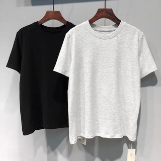 Hiixiivi [Mới 100% Cotton] Áo thun ngắn tay nữ Tee Baggy Nam Nữ Baggy Tròn Unisex Cổ dáng rộng Màu trơn Tee