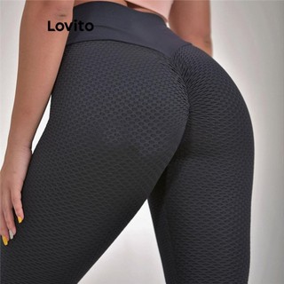 Quần legging Lovito màu trơn ôm dáng phong cách thể thao cho nữ LNA57031