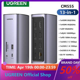 Hub USB C 3.1 UGREEN 13 trong 1 HDMI 8k Gigabit Ethernet PD 100W thích hợp cho laptop/ máy tính bảng Macbook Pro Air