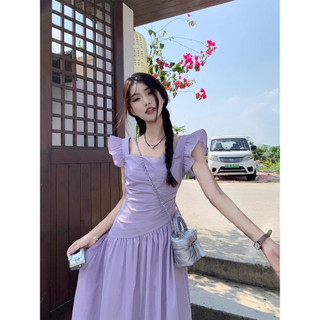 Kii Wii Mùa Hè Mới Phiên Bản Hàn Quốc Rỗng Tính Khí Bay Tay Dài Giữa Đầm Nữ 240420
