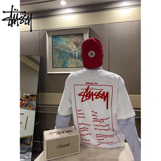 Stussy Áo thun ngắn tay in Logo cỡ lớn dành cho nam và nữ với áo thun ngắn tay kiểu Mỹ dáng rộng giống nhau