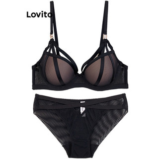Lovito Bộ quần lót ren trơn thông thường dành cho nữ LNL56194