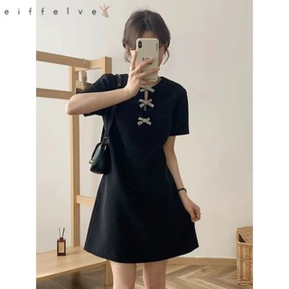 Đầm nơ kim cương giả rỗng phong cách pháp nữ mùa hè tính khí cao cấp đính kim cương ôm hơn