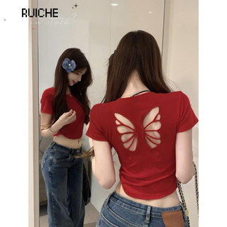 RUICHE áo croptop áo thun nữ baby tee Minimalist INS Comfortable Fashion WCS244107L 17Z240425