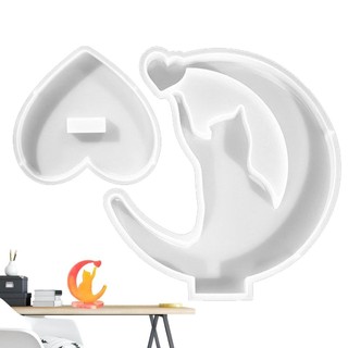 Mặt Trăng Lưỡi Liềm Khuôn Silicon Trăng Lưỡi Liềm Lớn & Động Vật Thỏ Mèo Epoxy Đúc Mặt Trăng Dễ Thương & Mèo Động Vật Thỏ smbvn smbvn