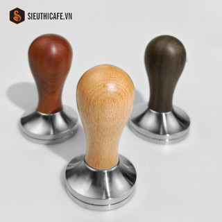 Tay nén tamper Pressoco 58.5mm tay cầm gỗ tự nhiên / tay cầm gỗ walnut / tay cầm gỗ sồi