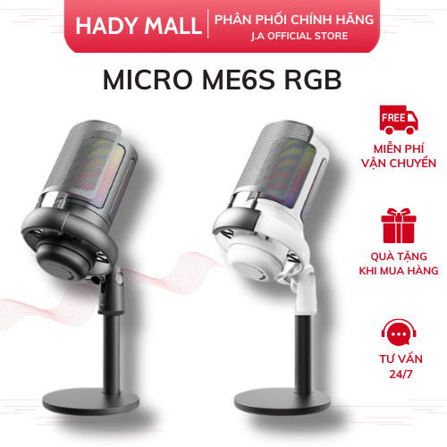 Micro Thu Âm Để Bang ME6S, Mic Livestream Có Màng Lọc Tạp Âm, Sử Dụng Cho PC-Laptop-Điện thoại Led R