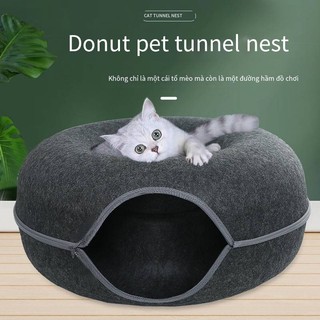 MASTI bánh rán nỉ mèo tổ nửa kín pet tổ khoan lỗ mèo đường hầm đồ chơi tổ