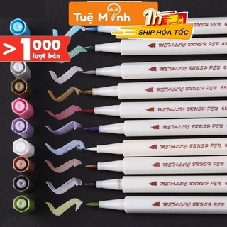 Bút lông ngòi brush nét 2mm Brush Metallic 6551BR VPP Tuệ Minh, bút viết calligraphy, tiêu đề chất lượng