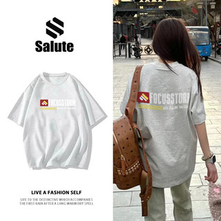 Áo phông nữ xám form rộng mùa hè local brand Salute cổ tròn áo thun in hình unisex fashion 100% cotton Y1151
