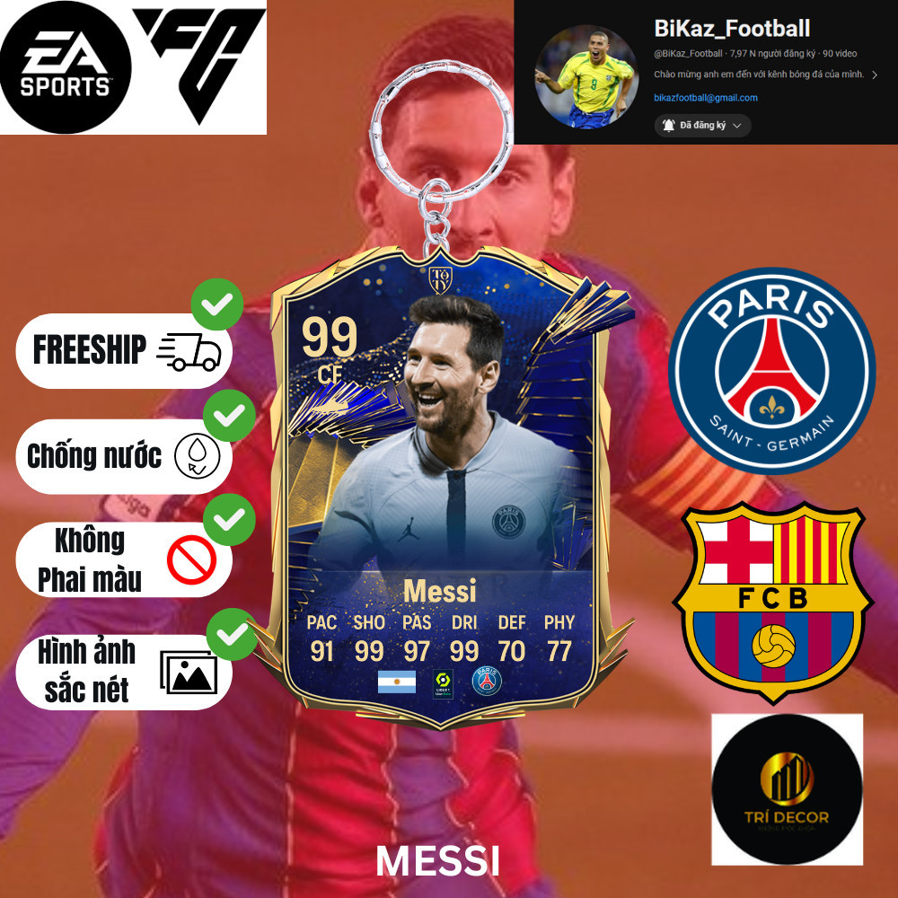 MÓC KHOÁ CẦU THỦ - FC BARCELONA  TRÍ DECOR SHOP