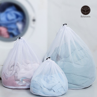 Túi Giặt Relaxorox Màu Trơn Dây Rút Đóng Polyester Chống Đóng Túi Rửa Lưới Cho Máy Giặt
