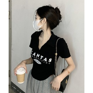 Áo thun ngắn tay cổ chữ V Cotton mùa hè dành cho nữ