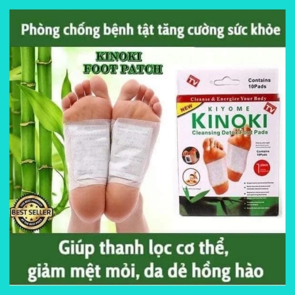 [CHÍNH HÃNG] Hộp10 Miếng Dán Chân Thải Độc Nhật Bản Kinoki - Tổng phân phối KInoki Chính Hãng