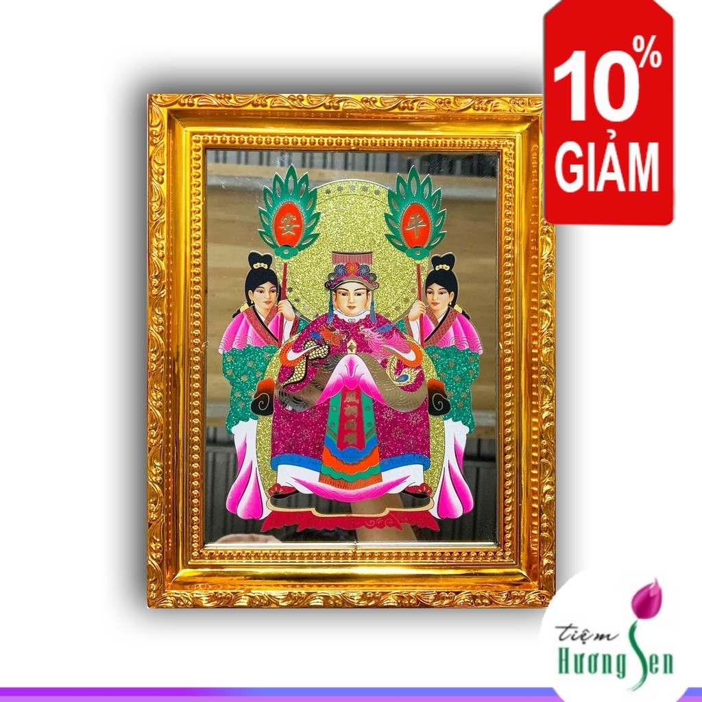 Bài vị Cửu Thiên Huyền Nữ nương nương (Cửu Thiên Huyền Mỗ) - Khung nhựa cứng loại tốt mạ vàng xi