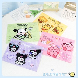 Sanrio kuromi my melody capybara a4 nút thư mục tập tin túi tập tin văn phòng thư mục tài liệu sinh viên văn phòng phẩm túi làm đầy người tổ chức a4 giấy đựng tập tin