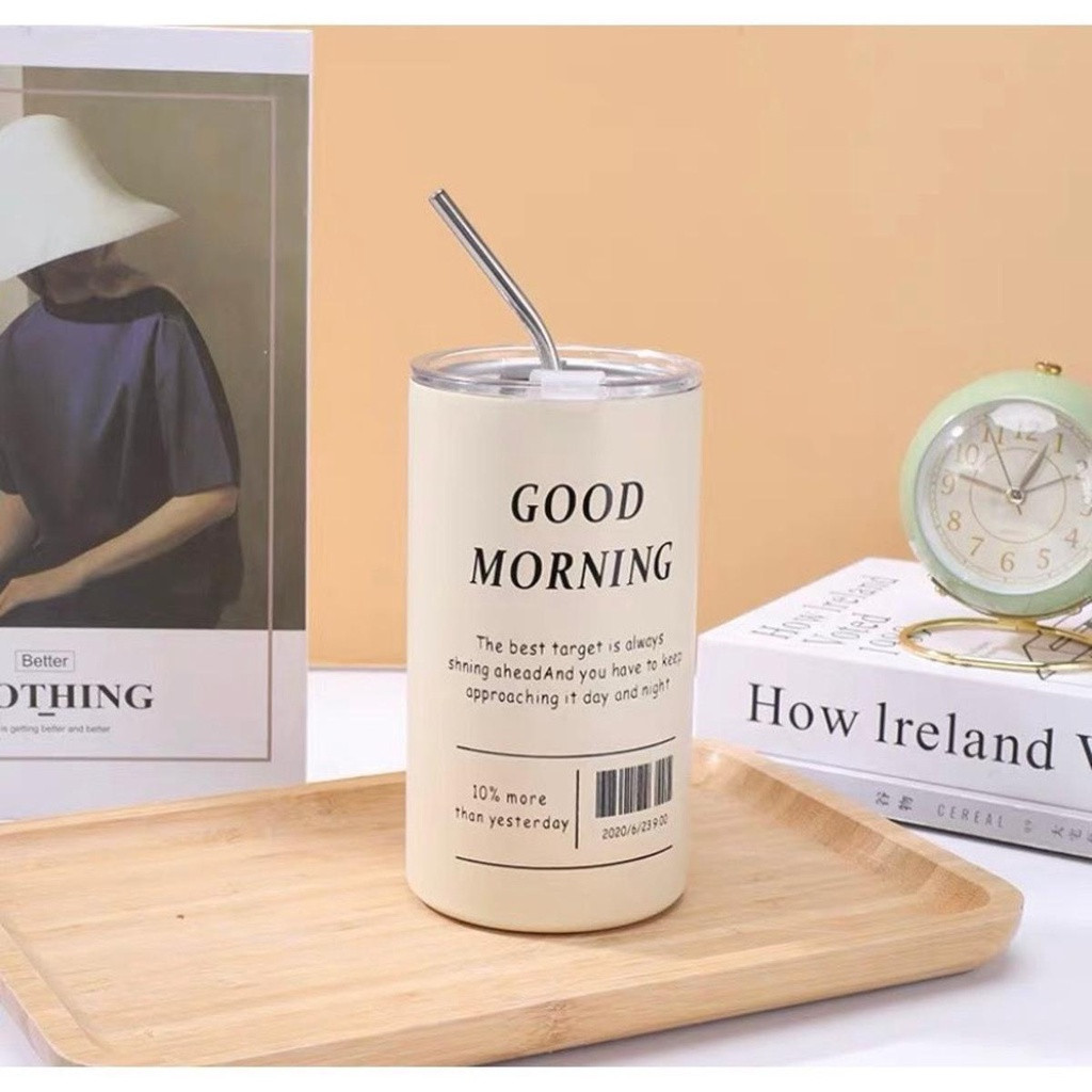 [KÈM ỐNG HÚT] Bình nước giữ nhiệt, ly giữ nhiệt Iced Americano inox 304 đúc liền khối cao cấp có nắp đậy | BigBuy360 - bigbuy360.vn