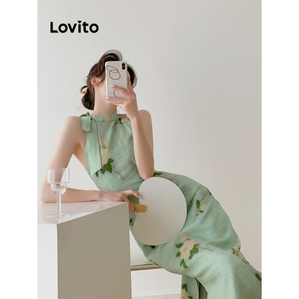 Đầm Lovito họa tiết hoa phong cách thanh lịch dành cho nữ LNE49524