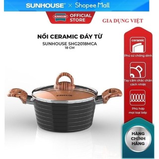 Nồi ceramic đáy từ sunhouse shg2018mca , dùng được trên mọi loại bếp
