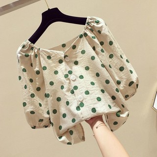 Áo thun nữ cổ chữ V dáng rộng Áo thun voan tay áo