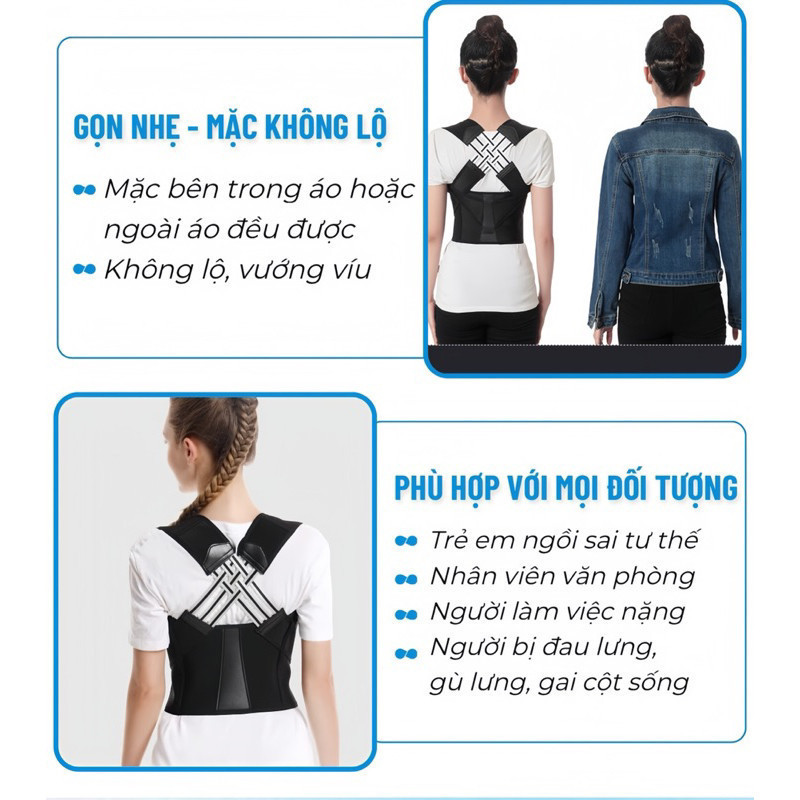 Đai Chống Gù Lưng Cao Cấp, Hỗ Trợ Định Hình Cột Sống, Cong Vẹo Cột Sống
