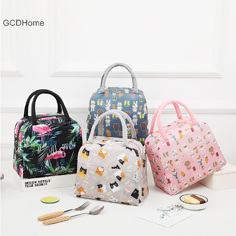 Gcdhome Di Động Hoạt Hình Tote Nhiệt Hộp Cơm Trưa Túi Nhôm Lá Văn Phòng Sinh Viên Bento Lưu Trữ Túi Cách Nhiệt Làm Mát Túi Ăn Trưa HOT
