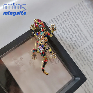 Retro Gecko Corsage Động Vật Mới Thằn Lằn Thổ Cẩm Đầy Kim Cương Hợp Kim Nam Nữ Quần Áo Phụ Kiện