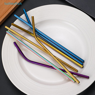 [Tuilieyfish] Bộ 4 ống hút kim loại có thể tái sử dụng với bàn chải làm sạch Ống hút uống bằng thép không gỉ 304 Phụ kiện thanh uống sữa [IH]